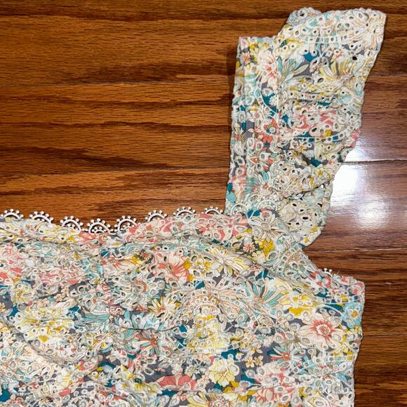 Lulus Sweeter Than Ever Floral Eyelet Ruffle Sleeve Crop Top Size XL - Picture 5 of 13